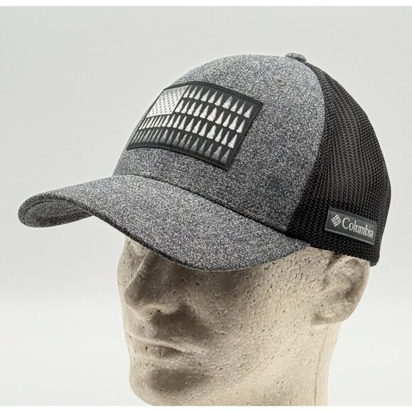Columbia Hat Tree Flag Mesh Cap FlexFit High-Crown Gray Black Size  L / XL - Picture 2 of 5